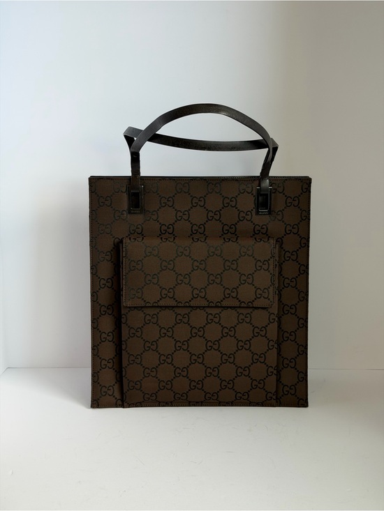 Gucci Handbags - Gucci Vintage Monogram Brown Nylon Canvas Tote Bag
